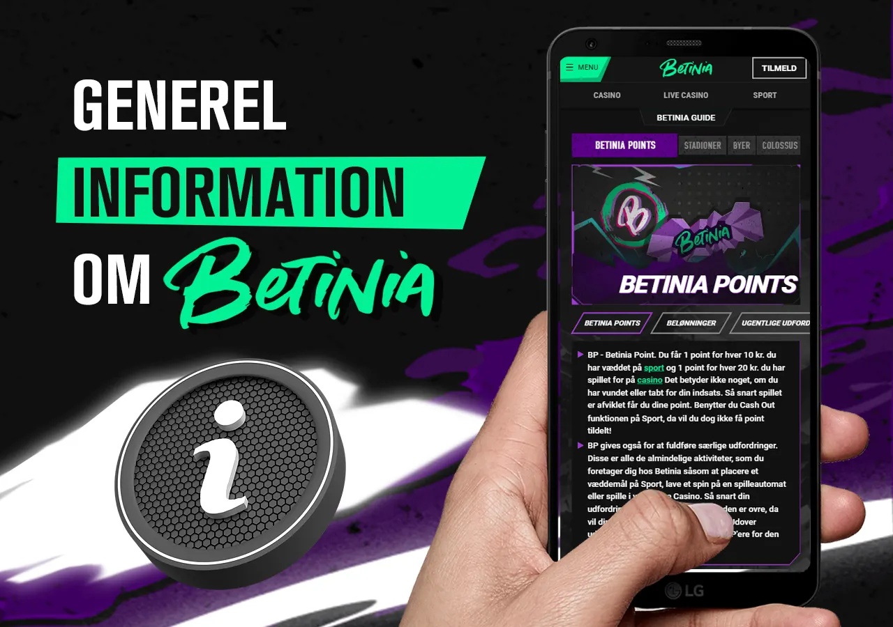 Generel information om bookmakeren og online casinoet