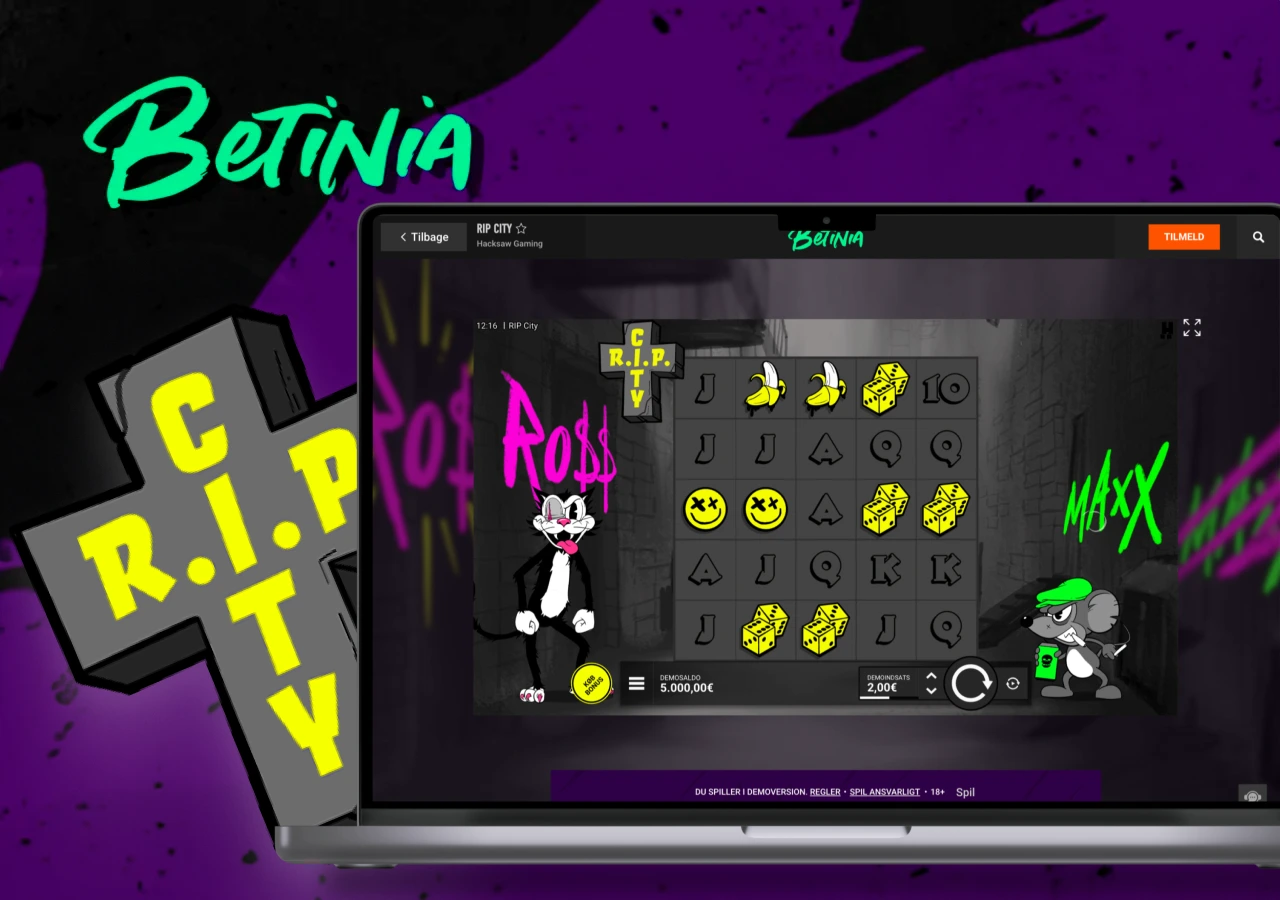 RIP City slot hos Betinia med høj volatilitet og gevinster op til ti millioner kroner