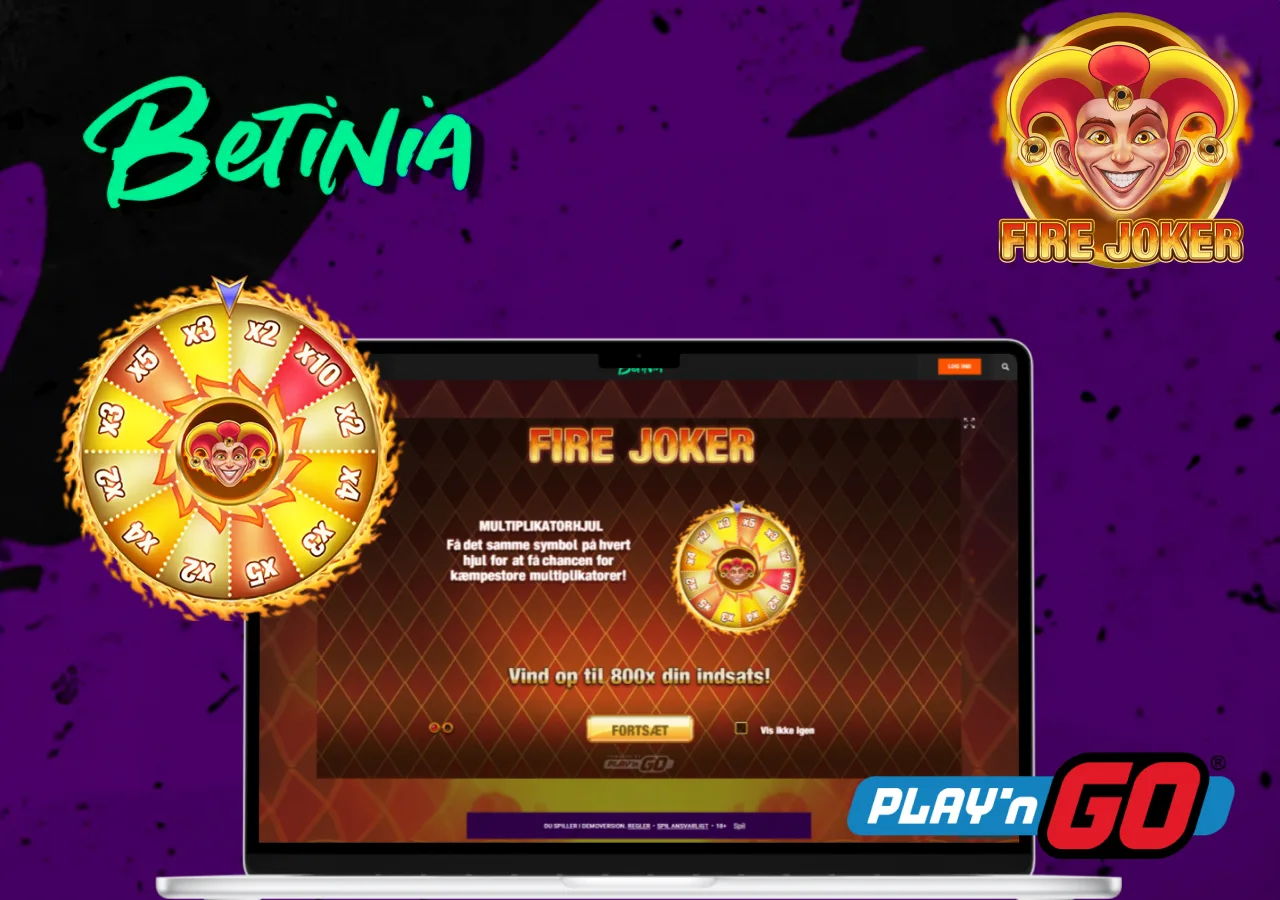 Fire Joker spilleautomat hos Betinia med op til 800x gevinstmulighed og multiplikatorhjul