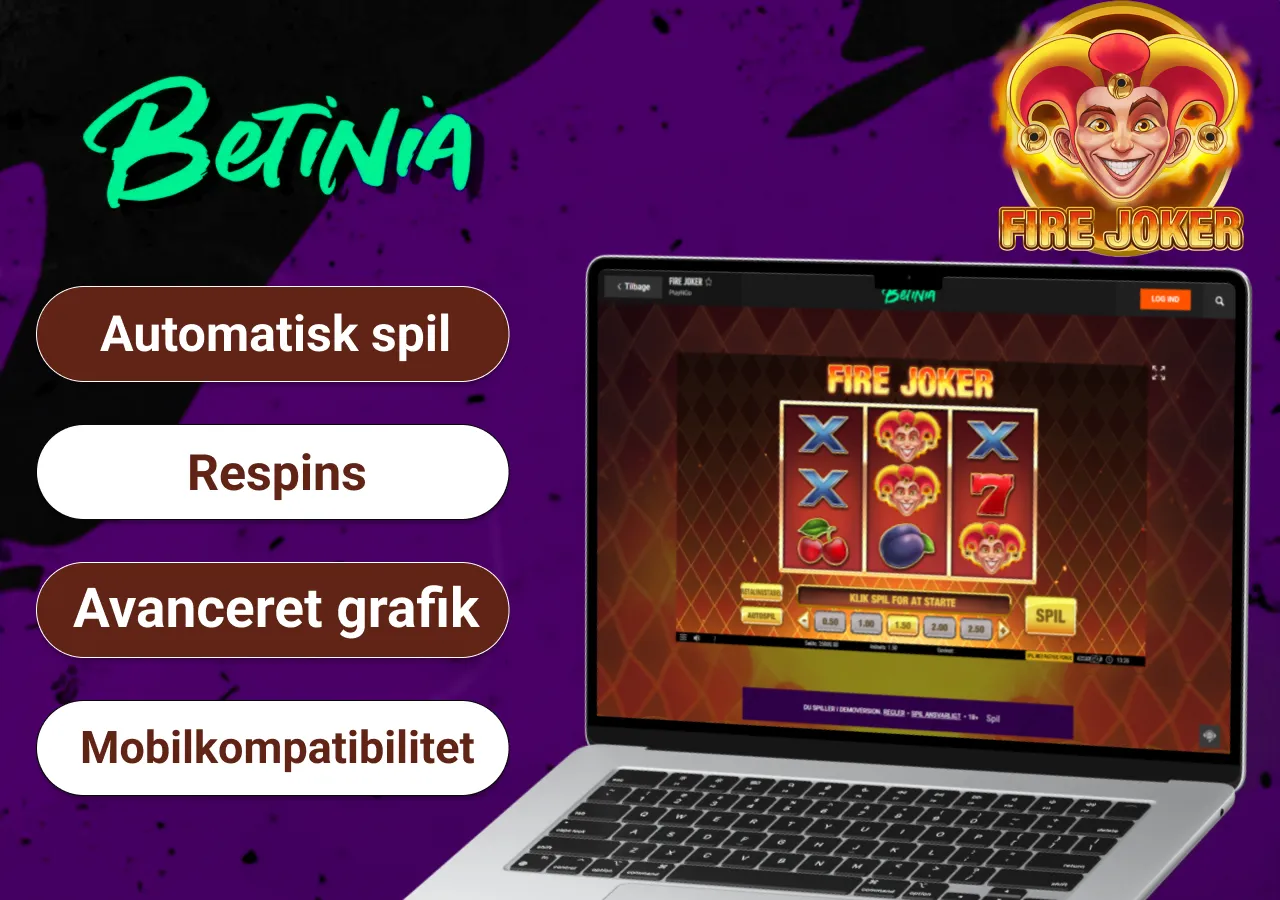 Oversigt over Fire Joker funktioner som automatisk spil, respins og mobilkompatibilitet