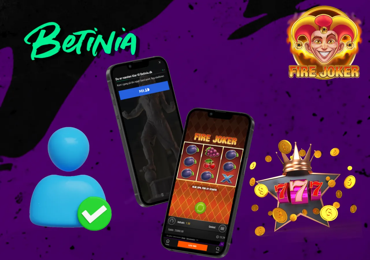 Mobiltelefoner med Fire Joker spil og registreringsproces hos Betinia casino
